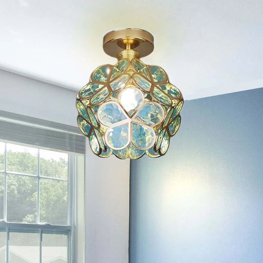 Artistiek glazen plafondlamp met bloemenpatroon