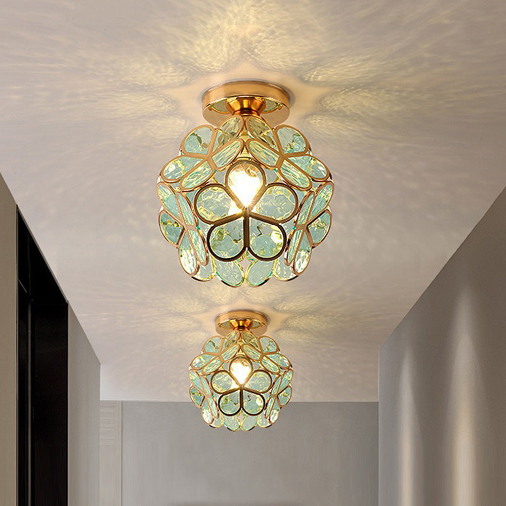 Artistiek glazen plafondlamp met bloemenpatroon