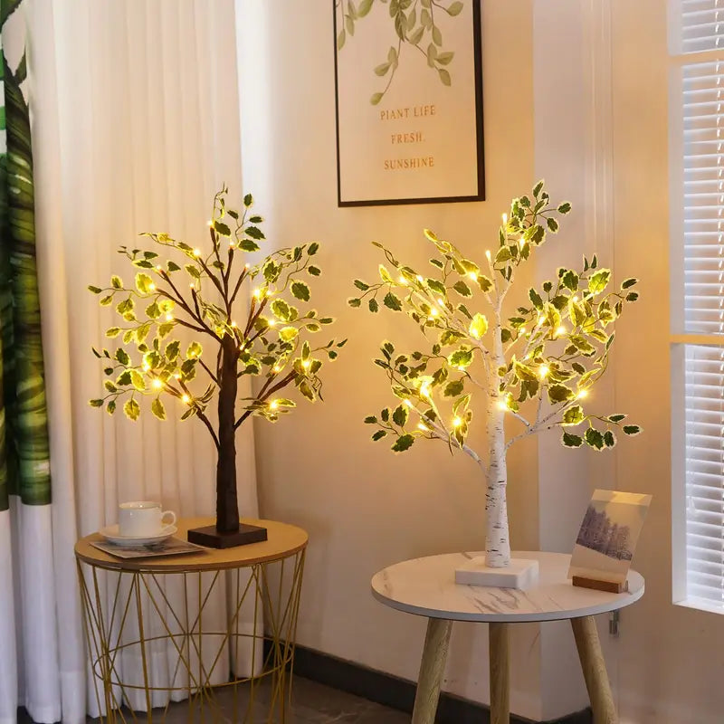 Witte/Zwarte Berkenboom LED Nachtlamp