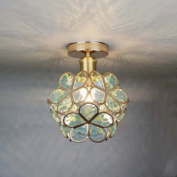 Artistiek glazen plafondlamp met bloemenpatroon