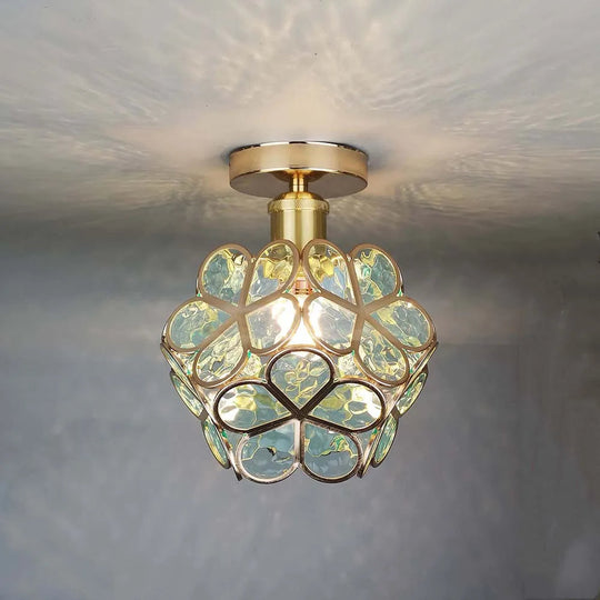 Artistiek glazen plafondlamp met bloemenpatroon
