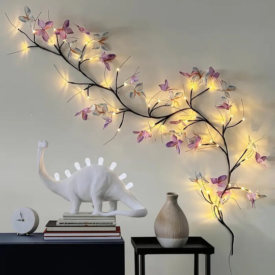 Flexibele LED Wilgentakken Nachtlamp met Vlinderdecoraties