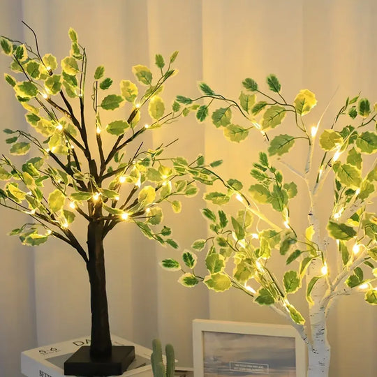 Witte/Zwarte Berkenboom LED Nachtlamp
