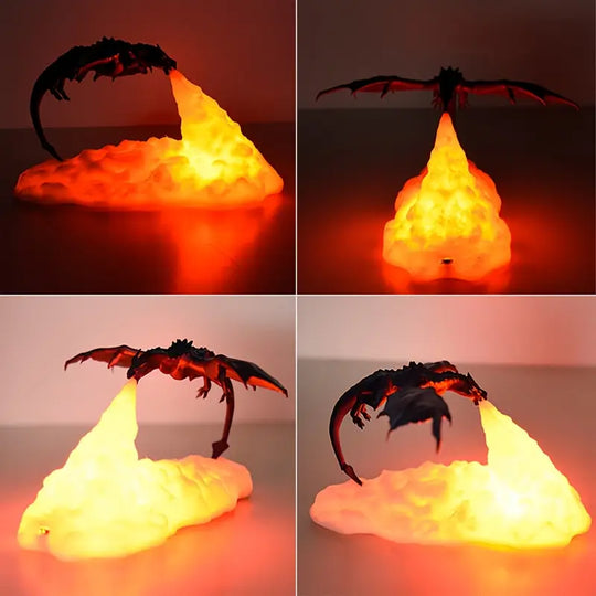 3D Geprinte LED Draak Nachtlamp