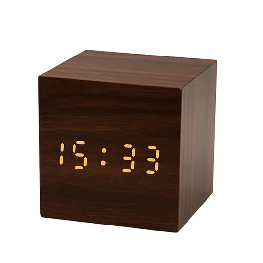 Houten Vierkante Digitale Wekker