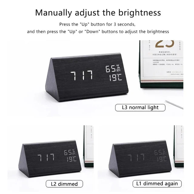 Houten LED Digitale Wekker