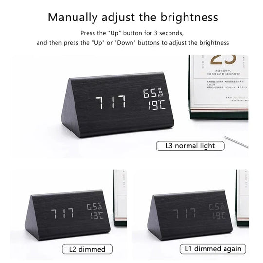 Houten LED Digitale Wekker