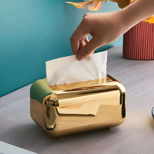 Gouden Spiegelafwerking Tissue Box Houder - Elegante Opberg Organizer