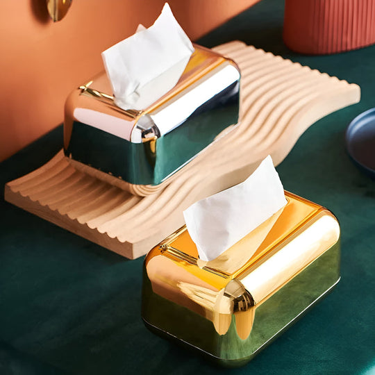 Gouden Spiegelafwerking Tissue Box Houder - Elegante Opberg Organizer