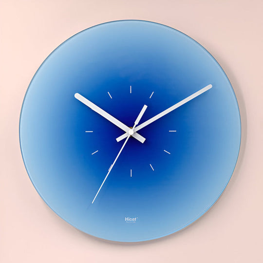Zonsondergang Klok - Stijlvolle Niet-Tikkende Ronde Glazen Wanduhr
