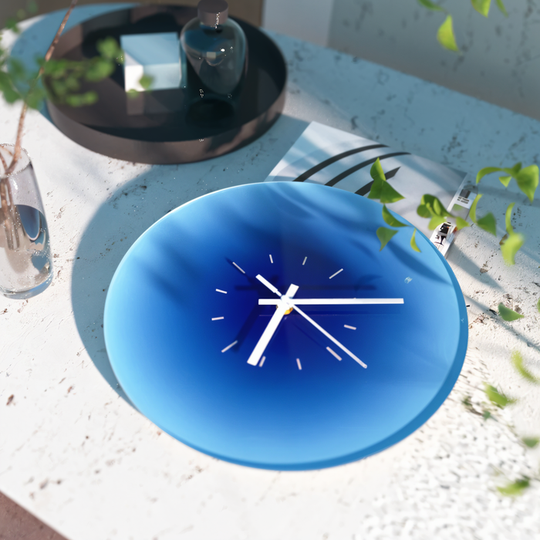 Zonsondergang Klok - Stijlvolle Niet-Tikkende Ronde Glazen Wanduhr