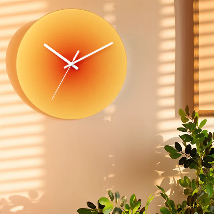 Zonsondergang Klok - Stijlvolle Niet-Tikkende Ronde Glazen Wanduhr
