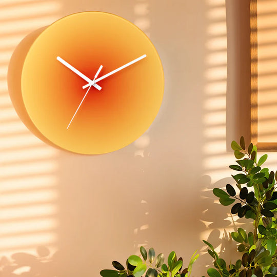 Zonsondergang Klok - Stijlvolle Niet-Tikkende Ronde Glazen Wanduhr