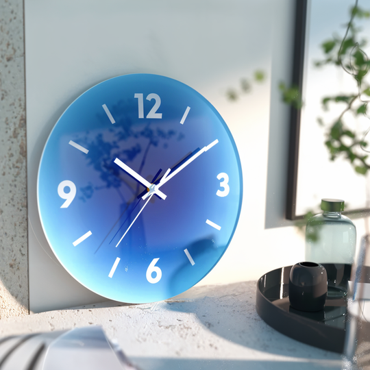 Zonsondergang Klok - Stijlvolle Niet-Tikkende Ronde Glazen Wanduhr