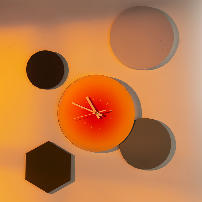 Zonsondergang Klok - Stijlvolle Niet-Tikkende Ronde Glazen Wanduhr