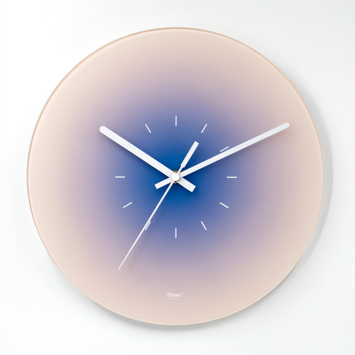 Zonsondergang Klok - Stijlvolle Niet-Tikkende Ronde Glazen Wanduhr