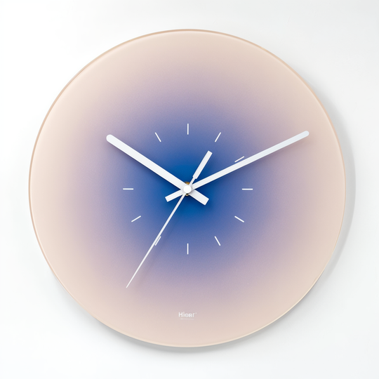 Zonsondergang Klok - Stijlvolle Niet-Tikkende Ronde Glazen Wanduhr
