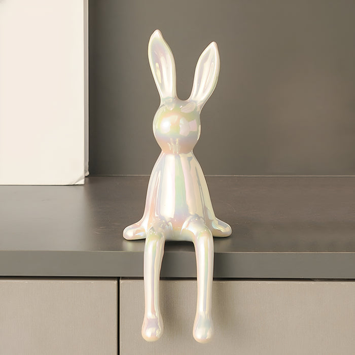 Keramisch Konijn – Gouden Decoratief Beeldje met Glanzende Afwerking