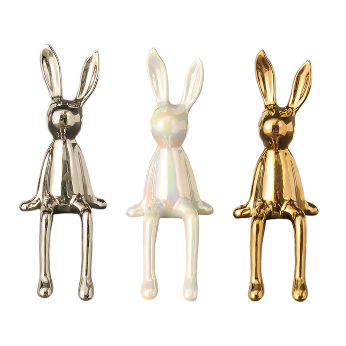 Keramisch Konijn – Gouden Decoratief Beeldje met Glanzende Afwerking