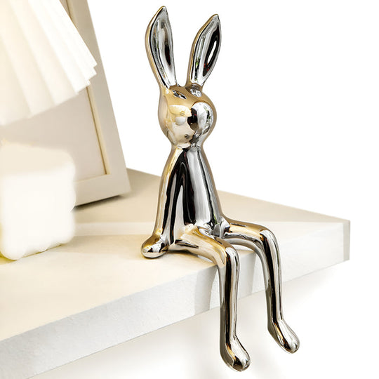 Keramisch Konijn – Gouden Decoratief Beeldje met Glanzende Afwerking