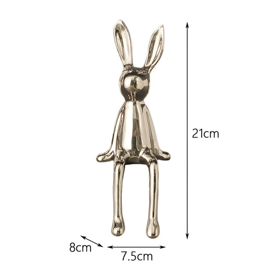 Keramisch Konijn – Gouden Decoratief Beeldje met Glanzende Afwerking