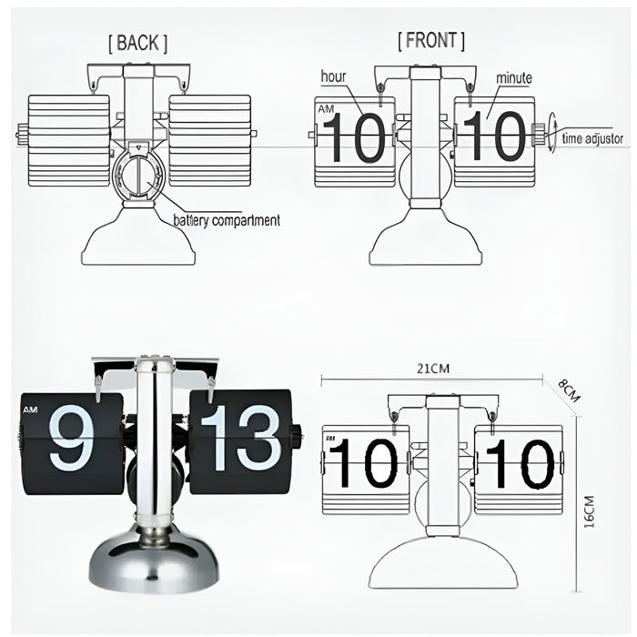 Minimalistische Flip Uhr – Retro Automatisch Blätternde Tischuhr