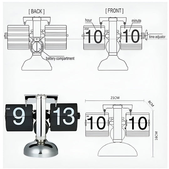 Minimalistische Flip Uhr – Retro Automatisch Blätternde Tischuhr