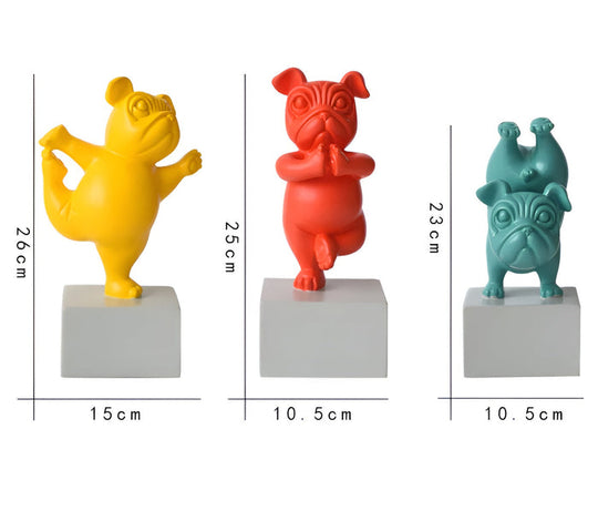 Zen Bulldog – Speelse Yoga Sculptuur voor een Uniek Interieur