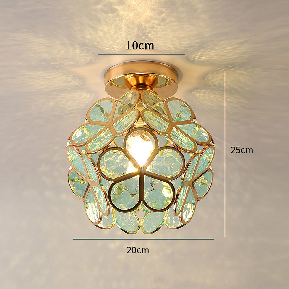 Artistiek glazen plafondlamp met bloemenpatroon