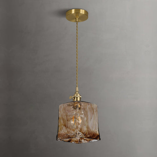 Vintage Bruine Glas Hanglamp