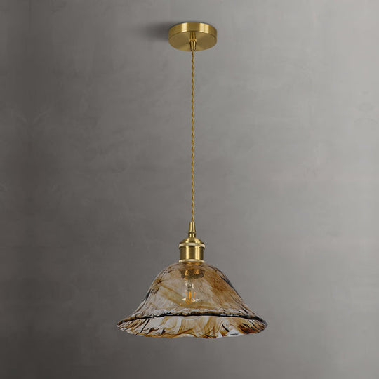 Vintage Bruine Glas Hanglamp