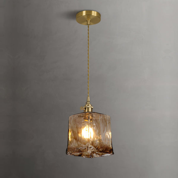 Vintage Bruine Glas Hanglamp