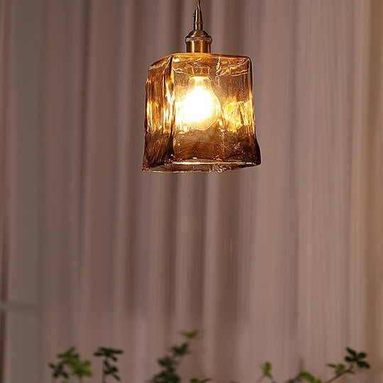 Vintage Bruine Glas Hanglamp
