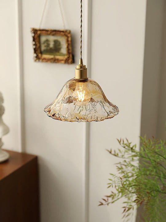 Vintage Bruine Glas Hanglamp