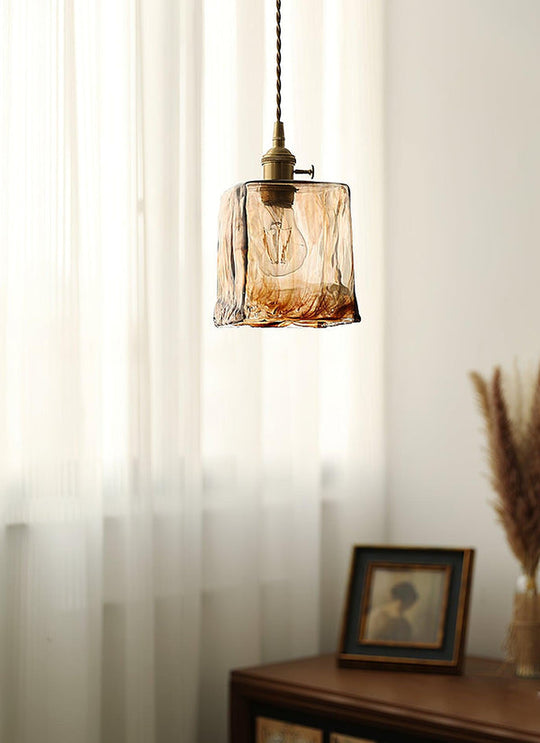 Vintage Bruine Glas Hanglamp