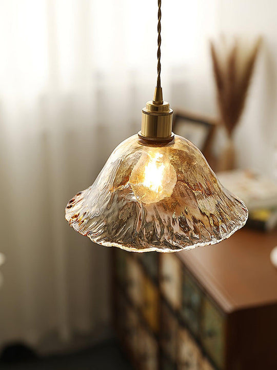 Vintage Bruine Glas Hanglamp
