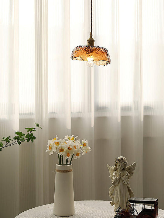 Vintage Bruine Glas Hanglamp
