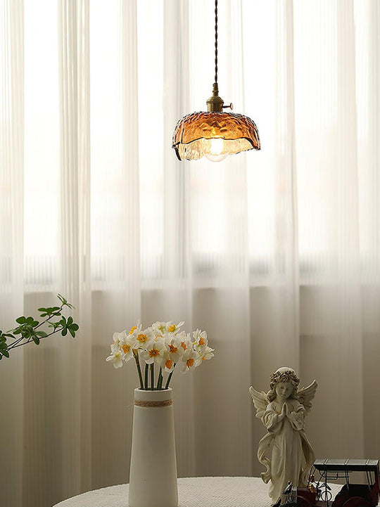 Vintage Bruine Glas Hanglamp