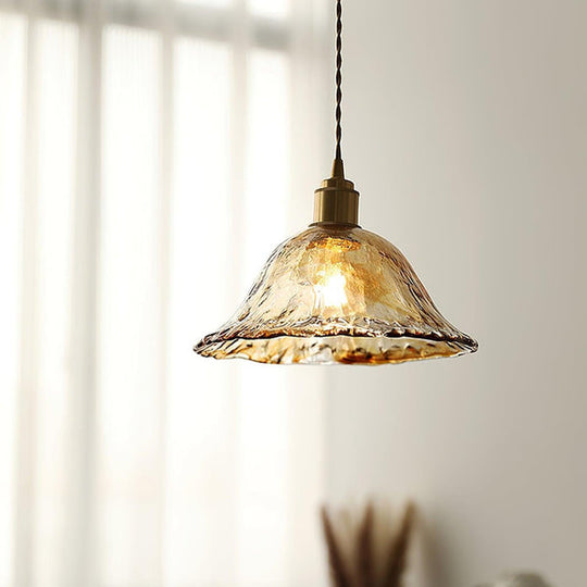Vintage Bruine Glas Hanglamp
