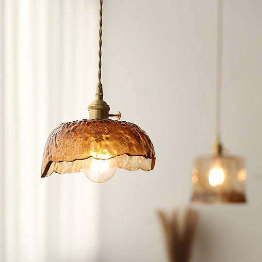 Vintage Bruine Glas Hanglamp