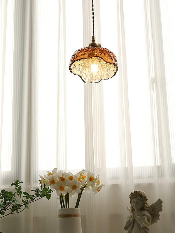 Vintage Bruine Glas Hanglamp