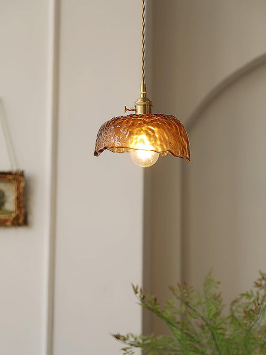 Vintage Bruine Glas Hanglamp