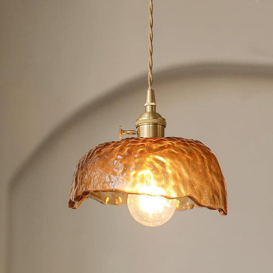 Vintage Bruine Glas Hanglamp