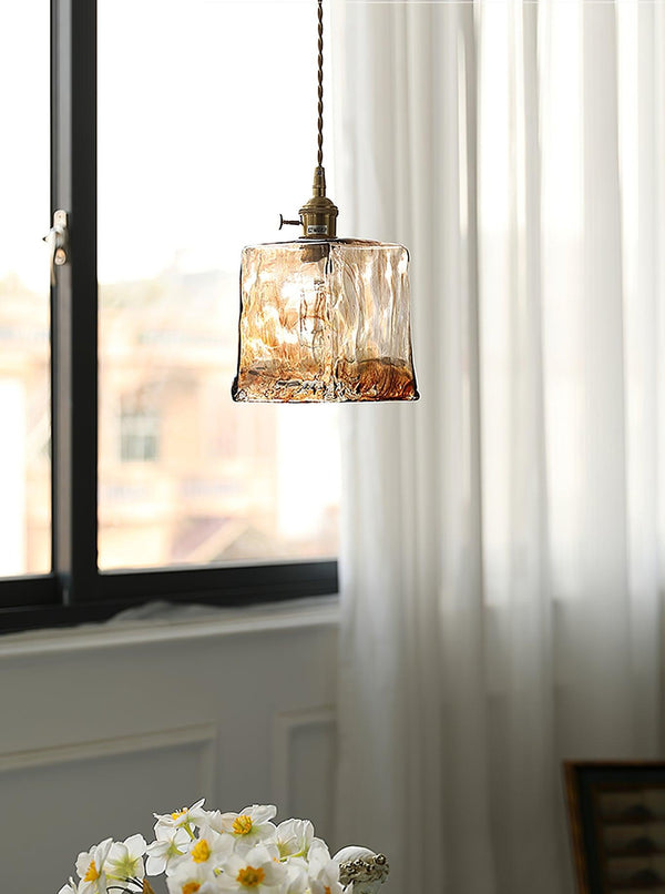 Vintage Bruine Glas Hanglamp