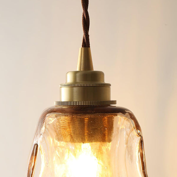 Vintage Bruine Glas Hanglamp