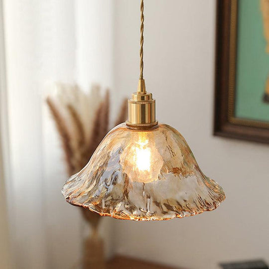Vintage Bruine Glas Hanglamp