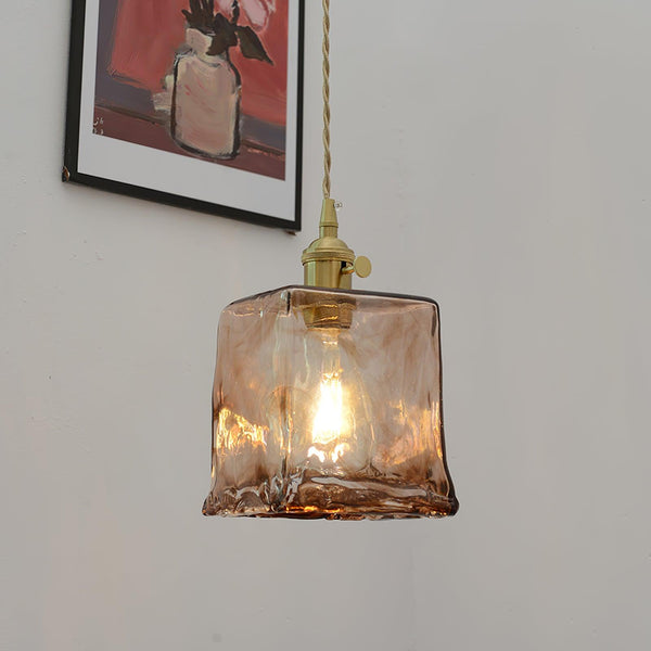 Vintage Bruine Glas Hanglamp
