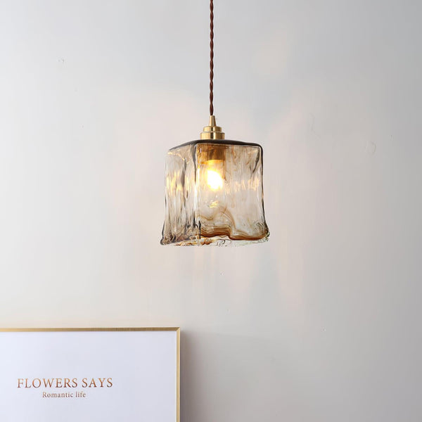 Vintage Bruine Glas Hanglamp