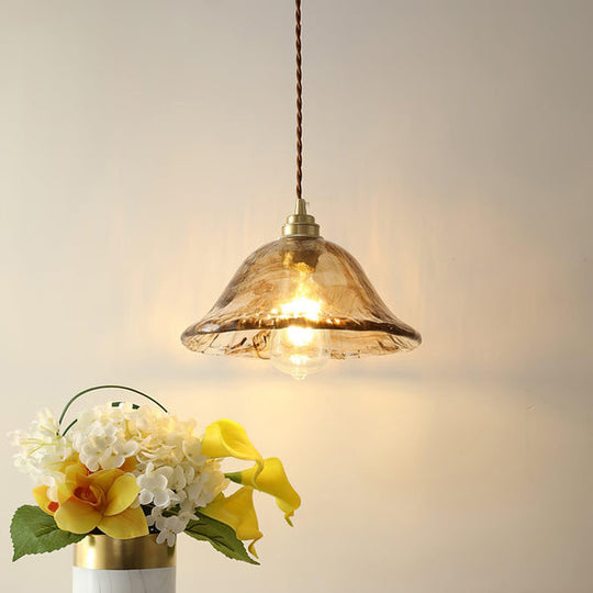 Vintage Bruine Glas Hanglamp