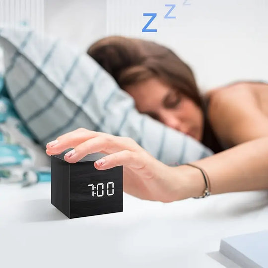 Houten Vierkante Digitale Wekker